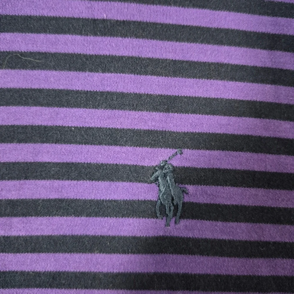 Polo Ralph Lauren Polo Shirt Mens Medium Purple Striped‎ Pima Soft Touch Pony